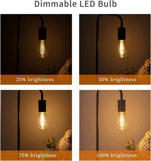 6 Dimmable Bulbs, 6W 60 2700K, Bulb, ST58 (ST19), 600 E26 PCS Vintage LED Edison Equivalent Watt, Warm White Antique