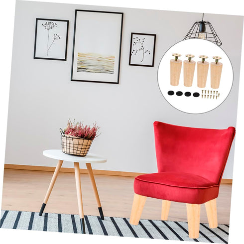 4 Sets 10cm Toddmomy Wood Furniture Legs Tapered Solid Wood Sofa Cabinet Table Replacement Feet with Lacquer Finish