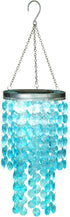 LEWIS&WAYNE 21 Hanging Solar Crystal Chandelier Outdoor, Modern Solar Blue Acrylic Beaded Lantern with Cool White LED S