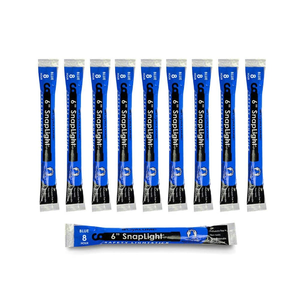 Cyalume Glow Sticks Military Grade Lightstick, Premium Blue, 6” SnapLight, 8 Hour Duration, Bulk Pack of 10