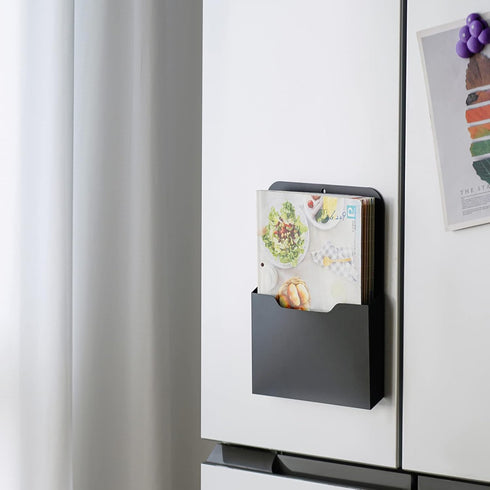 Black Magnetic File Holder - Pocket Organizer for Office Supplies, Magnetic Paper Holder Storage