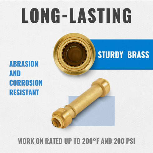 SUNGATOR 1/2 Inch Slip Coupling, Push Fit Repair Plumbing Fittings, No Lead Brass PEX Fittings (2-Pack)