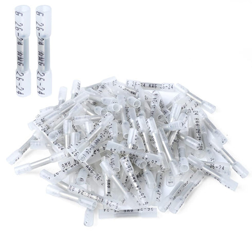 Heat Shrink Butt Connectors, 500Pcs 26-24 AWG Waterproof Electrical Wire Crimp Terminals for Automotive