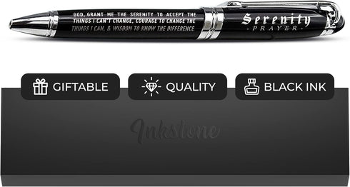 Inkstone Serenity Prayer Engraved Inspirational Gift Pen with Presentation Box, Faith Sobriety Recovery Quote