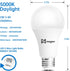 Noger 3-Way Led Light Bulbs A21 4 Pack , 50 100 150W Equivalent, 5000K Daylight, 3 Way E26 Light Bulbs for Reading, 500-1600-2200LM by Noger