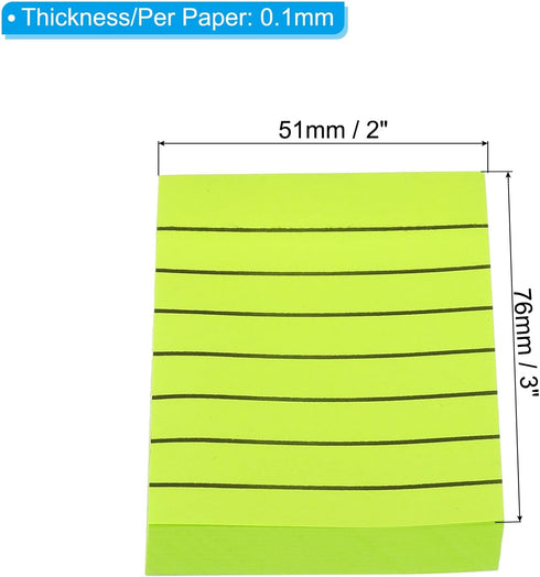 PATIKIL 2 x 3 Inch Lined Sticky Notes, 6 Pack Fluorescent Self-Stick Note Pads 100 Sheets/Pad Colorful Memo Post for Home Office Business, Green