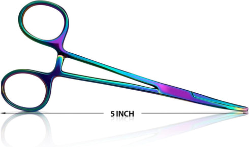 5 inches Bandage, Castroviejo, & Iris Scissors, & Kelly, & Mosquito Forceps Rainbow - Stainless Steel, DIY Crafting
