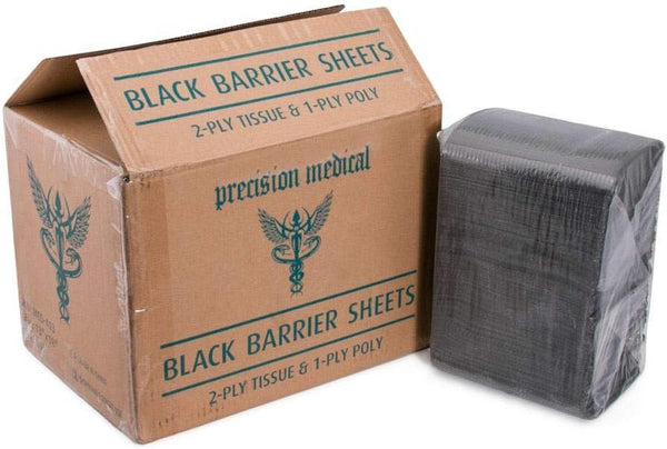 Precision Medical Precision Tattoo and Dental Bibs, Disposable, Supplies and Equipment, Black, 13 x