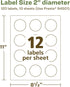 Avery EcoFriendly Matte White Recycled Round Labels, 2" Diameter, 120 Printable Labels, Permanent Adhesive, Laser/Inkjet