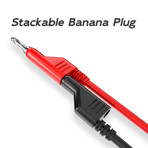 Goupchn 5PCS Test Leads, 4mm Stackable Banana Plug to Crocodile Alligator Clips, Flexible Cable Wire