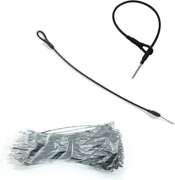 100pcs Security Tags Lanyard Wire Loop to Pin Black Tags for Mini
