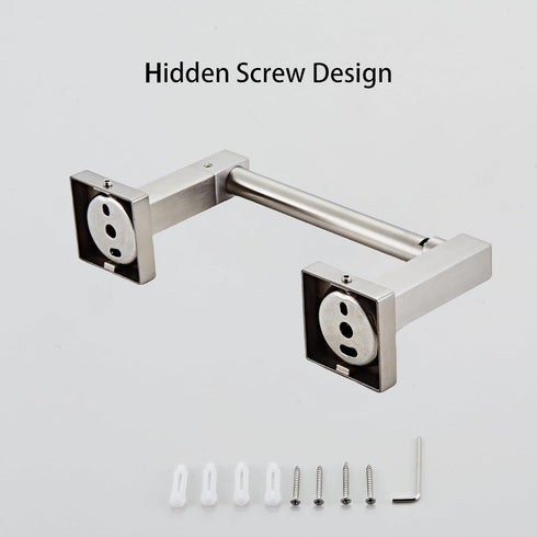 Wall Mount Toilet Paper Holder, Brushed Nickel Bathroom Double Post Pivoting Square Holder for TP, RV Paper Towels