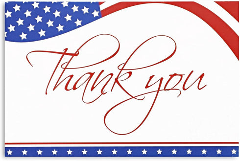 Pipilo Press 120 Pack 4x6-inch 4th Bulk Patriotic Thank You Cards with Envelopes for Veterans Day and of July