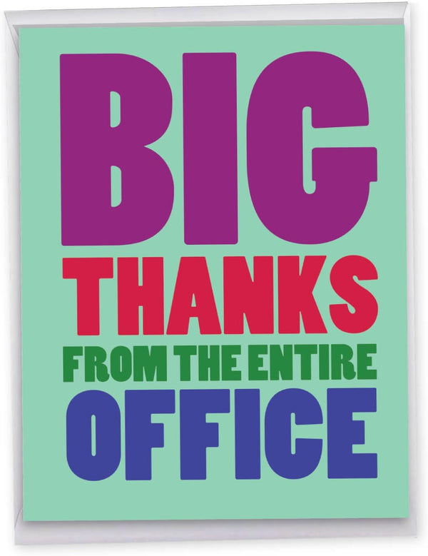 NobleWorks Big Thanks From The Office - Boss Coworker Thank You Greeting Card with Envelope, Extra Large 8.5 x 11 Inch