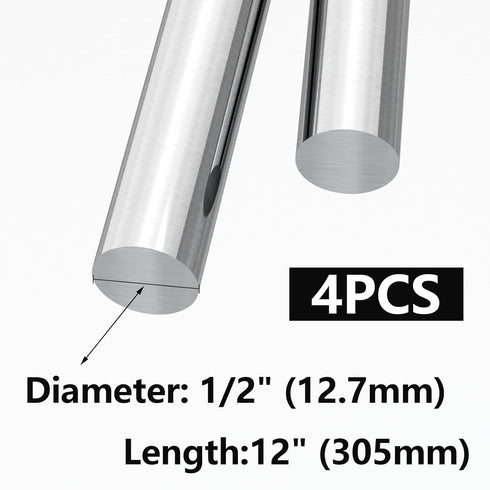 Eoiips 1/2" Diameter 304 Stainless Steel Round Rod Solid Rod 12" Length, for DIY Metal Craft & Metal Working Hobbies