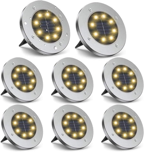 ZGWJ Solar Ground Lights - 8 LED Waterproof Garden Lights for Yard Walkway Patio Lawn Decoration