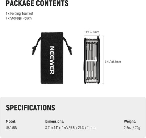 NEEWER 10 in 1 Folding Screwdrivers Tool Set, 4 Screwdrivers & 6 Hex Keys for SmallRig Camera Cage
