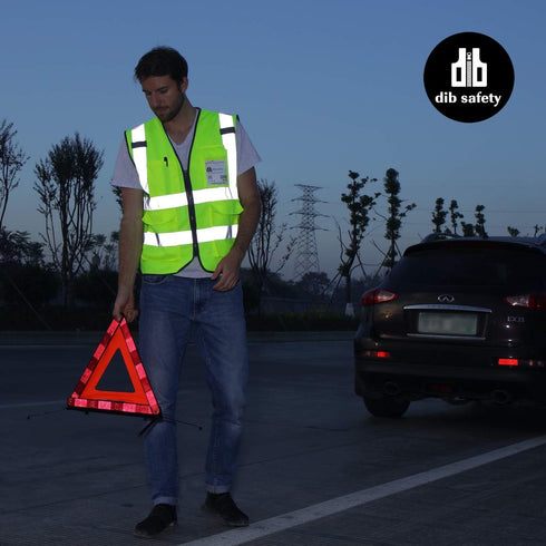 High Visibility Vest with Pockets and Zipper, ANSI Class 2 Reflective Construction Work Vest, Hi Vis Yellow M