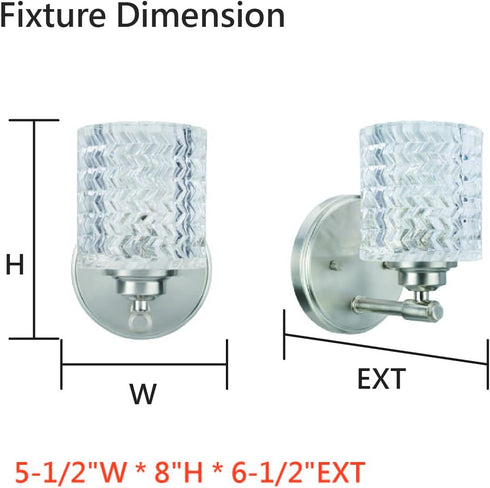 Aspen Creative 62056A, 5 1/2" One-Light Metal Bathroom Vanity Wall Light Fixture, Wide, Transitional Design in Brushed
