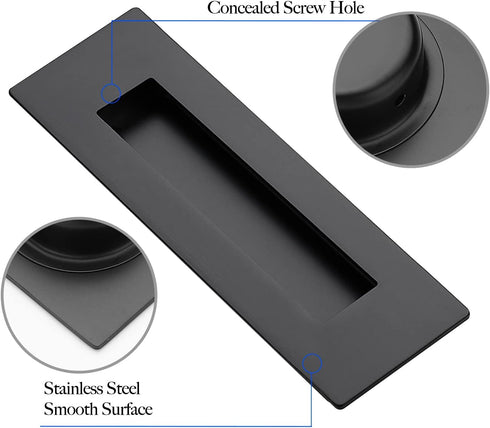 Ravinte 1 Pack Black Sliding Closet Door Handles, 7in Length Recessed Finger Pulls for Barn Door