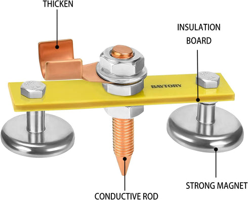 BAYTORY Upgrade Magnetic Welding Support Ground Clamp Tools, Strong Magnetism, Large Suction, Copper Tail