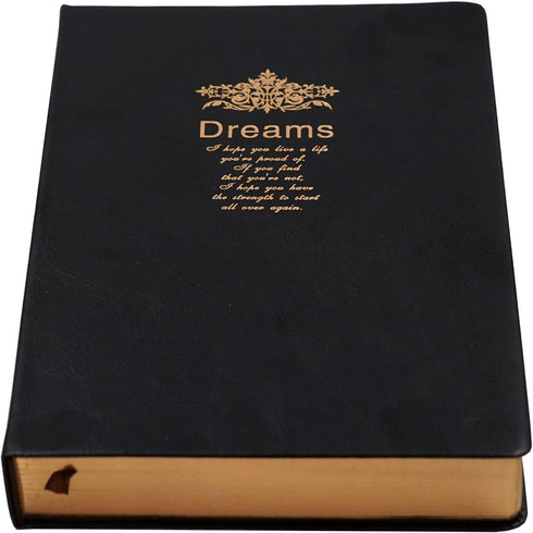 Lined Journal Notebook, A5 Black Faux Leather Cover, 100Gsm Premium Thick Papers with Golden Rim, 416 Pages