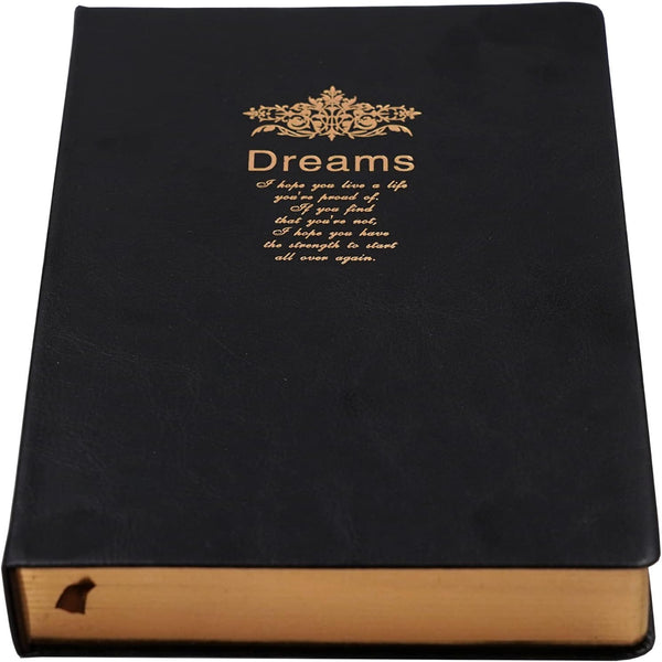 Lined Journal Notebook, A5 Black Faux Leather Cover, 100Gsm Premium Thick Papers with Golden Rim, 416 Pages