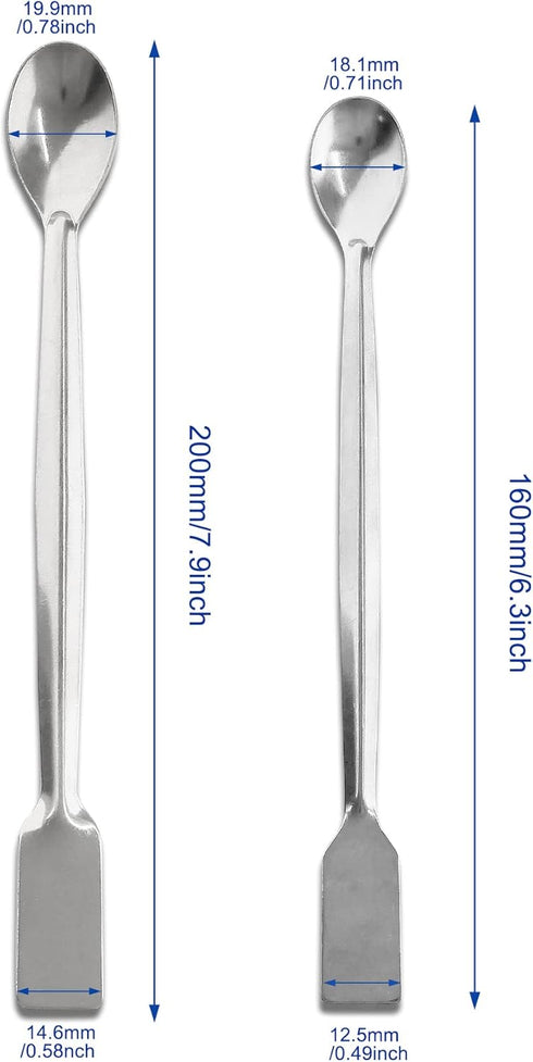 10 Pcs 2 in 1 Double Ended Lab Spoon Micro Lab Spatula Stainless Steel Lab Scoop Square & Flat Spoon End for Reagent Sampling, Mixing, Measuring