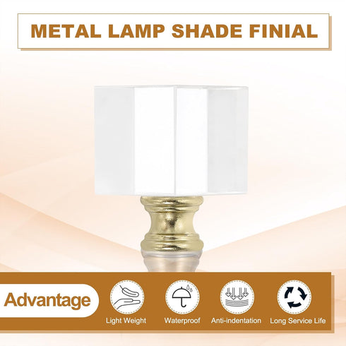 39mm 2 1/4-27 Inch PATIKIL Lamp Shade Finial, Pcs Cube Crystal Lamp Finials Caps Knob Threaded Base Clear Square Lamp