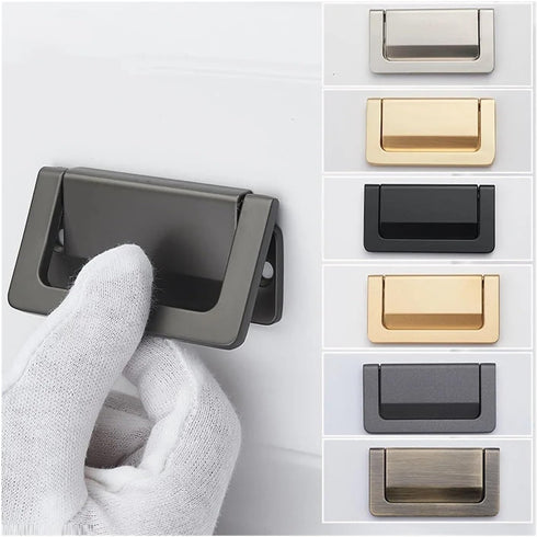 FASMM 2Pcs/Lot Natural(8201-64mm YEJIANGHUA Zinc Alloy Black Silver Gold No-Punch Hidden Handle Tatami Open-Mounted