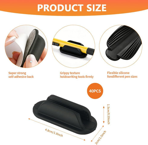 Yanchexp 40 PCS Adhesive Pencil Holders for Desk,Silicone Pencil Holder with Upgraded Adhesive Pads, Flexible Pen