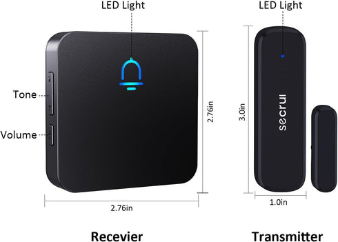 SECRUI Wireless Door Chime, 500ft Range Door Ringer Alert Buzzer Alarm for Home and Office