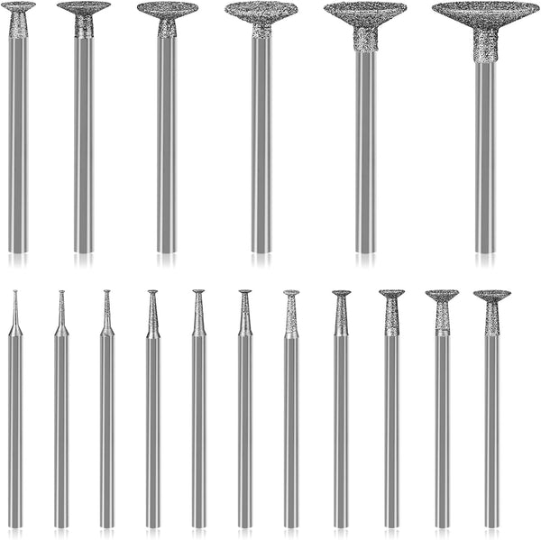 Stone Carving Set Diamond Burr Bits, 17PCS Polishing Kits for Dremel, Rotary Tools Accessories for Carving, Engraving,