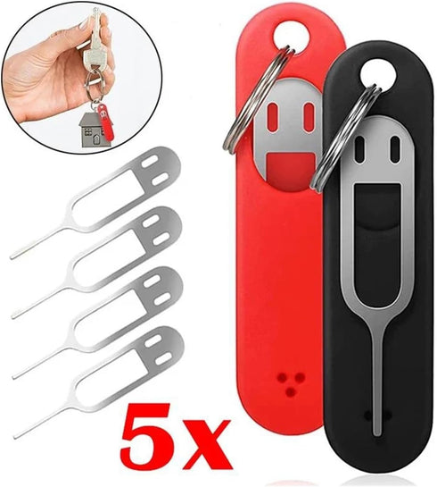 WENLIANG 1/5pcs Pendent(1PCS Anti-Lost Sim Card Eject Pin Needle With Storage Case Mobile Phone SIM Protector Holder