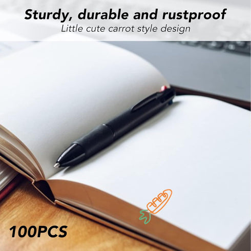 Paper Clip, 100 Pcs Metal Carrot Shaped Paperclips, Office Supply Accessories