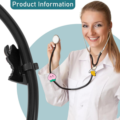 18Pcs Fruit Stethoscope Charms for Nurses - Apple Banana Fruits Stethoscopes Accessories for Nursing Students Doctors