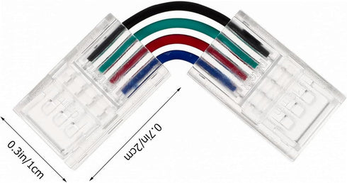 90 Degree Angle 4 Pin Track Lighting Connectors, 10Mm Wide Unwired Gapless Solderless L Shape LED Corner Connectors