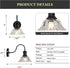 MKonpeny 1 Pack Bathroom Wall Sconce, Black Wall Lamp with Pressed Patterned Glass Lampshade, Farmhouse Wall Light