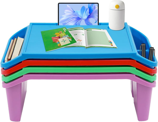 LIWBYYG 4 Pcs Kids Lap Desk Tray, Plastic Breakfast Laptop Trays with Side