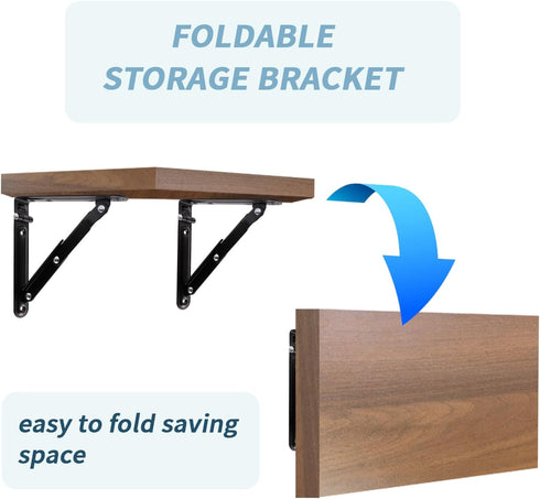 2pcs 5.91 Inch, Folding Shelf Bracket Heavy Duty Collapsible Shelf Brackets, Metal Foldable Shelf Table Bracket