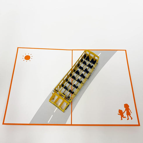 Pop Up School Bus Card - 3D Greeting Card for Happy Birthday, Congratulations, New School Year Gift