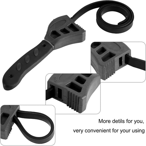 Oil Filter Spanner, Adjustable Plumbing Tool, Universal Strap Rubber Wrenches for Mechanics and Plumbers