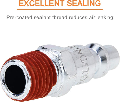 SUNGATOR 1/4-Inch NPT Male Industrial Air Plug, 1/4'' Quick Connect Air Fitting, 25-Pack Pneumatic Hose Repair Kit