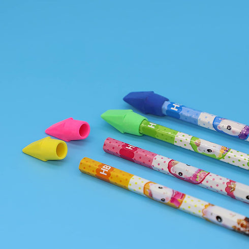 Nicunom 600 Pack Pencil Eraser Caps, 10 Colors Bulk Pencil Top Erasers for School Supplies