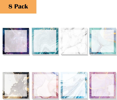 WAVEYU 8 Pads Cute Sticky Notes Marble Designs Self Stick Notes Pads Adhesive Sticky Notes 3''x3'' Sticky Notes Easy to Post for Home,Office,School,Notebook Supplies,50 Sheets/Pad,Marble Styles by WAVEYU