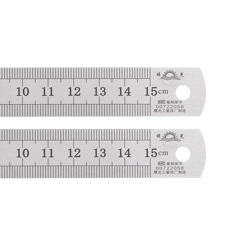 2pcs Stainless Steel Ruler, 15cm/6" Length x 1/36" Thick Measuring Tools for Woodworking Painting Craft
