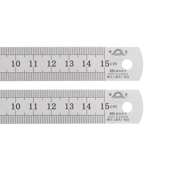 2pcs Stainless Steel Ruler, 15cm/6" Length x 1/36" Thick Measuring Tools for Woodworking Painting Craft