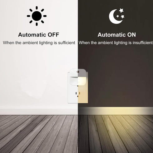 [4 Pack LED Night Lights, Nightlights with Dust-to-Dawn Light Sensor, Night Light Plug into Wall Sensor, Soft Light for Kids Adults Kitchen Hallway Bathroom, Warm Light by Eneteck