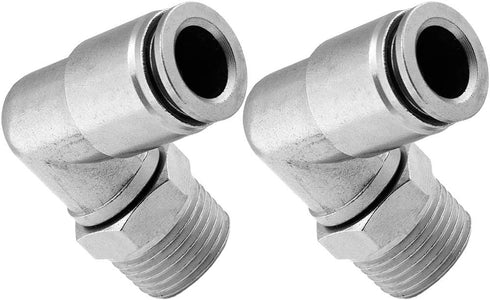 Vixen Air 3/8" NPT Male to Push to Connect (PTC) Swivel Elbow for 3/8" OD Hose - Bundle of Two Fittings VXA2323-2