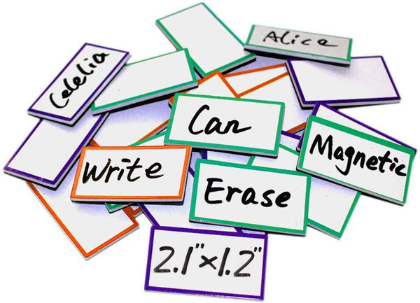 Magnetic Dry Erase Labels 2.1" x 1.2", 36 Pcs Blank Name Tags for Classroom, Lockers, Fridge